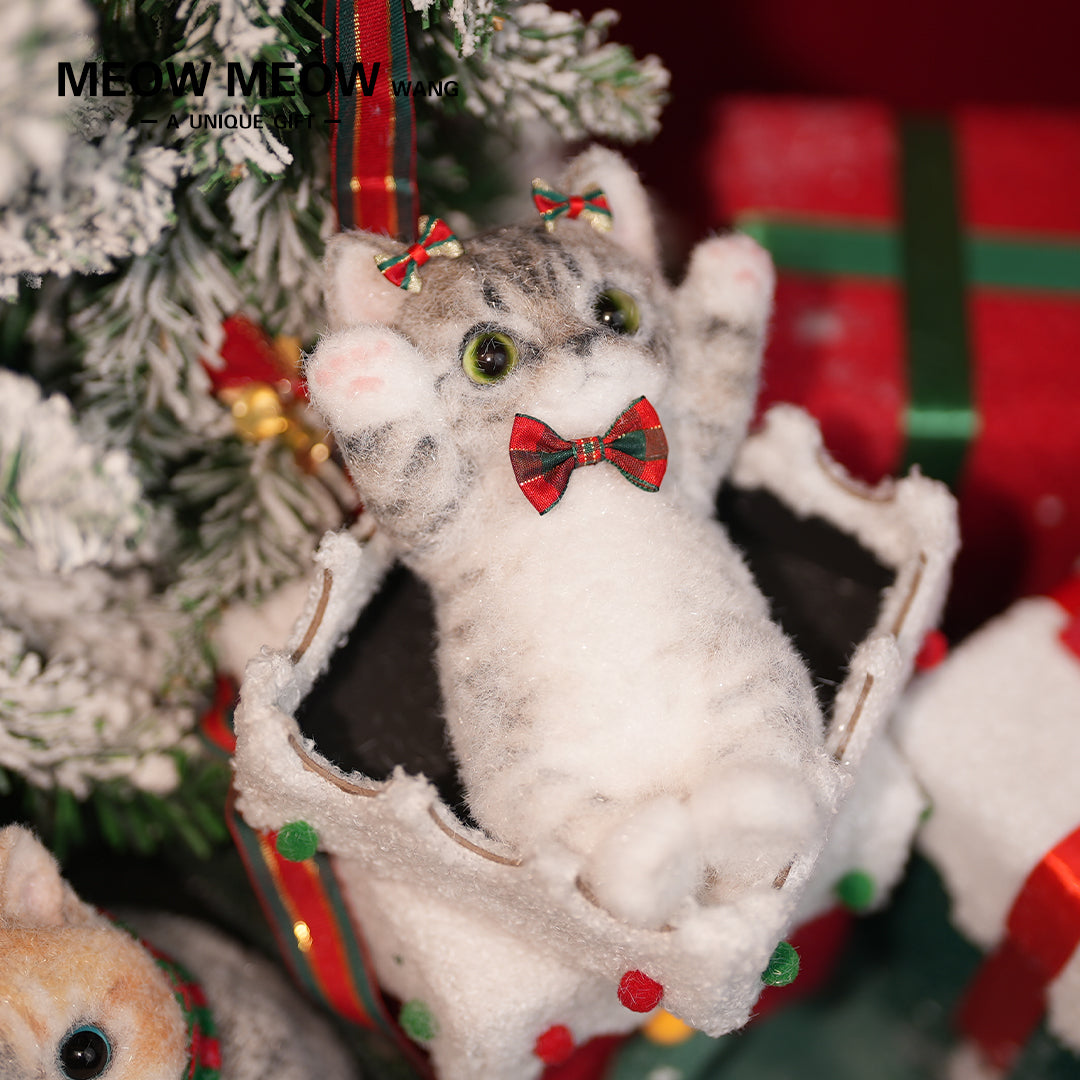 B06:Cute Christmas Skinny Cat Raccoon Flowers