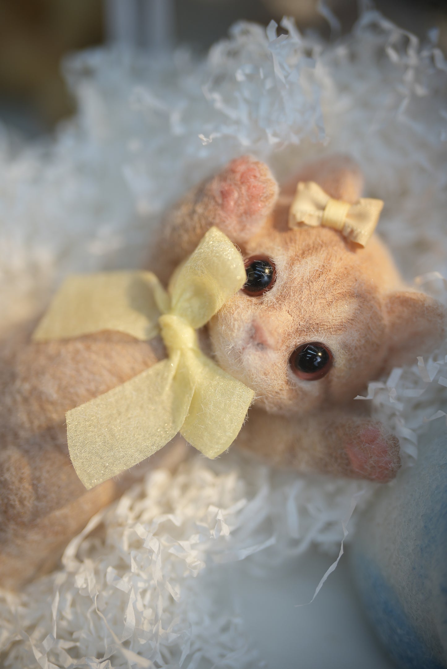 A13: Lovely Ginger Squishy Cat with Yellow Bows