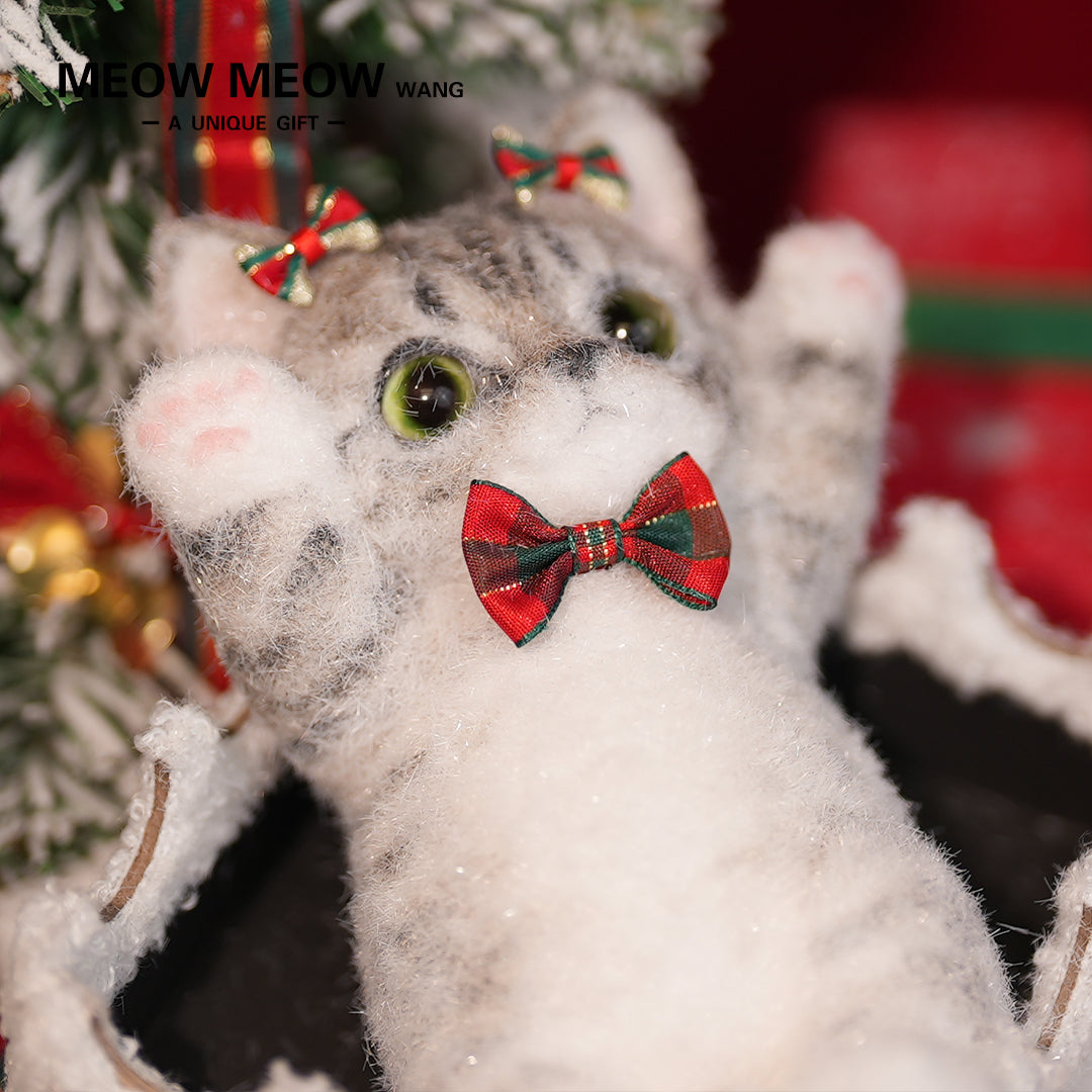 B06:Cute Christmas Skinny Cat Raccoon Flowers