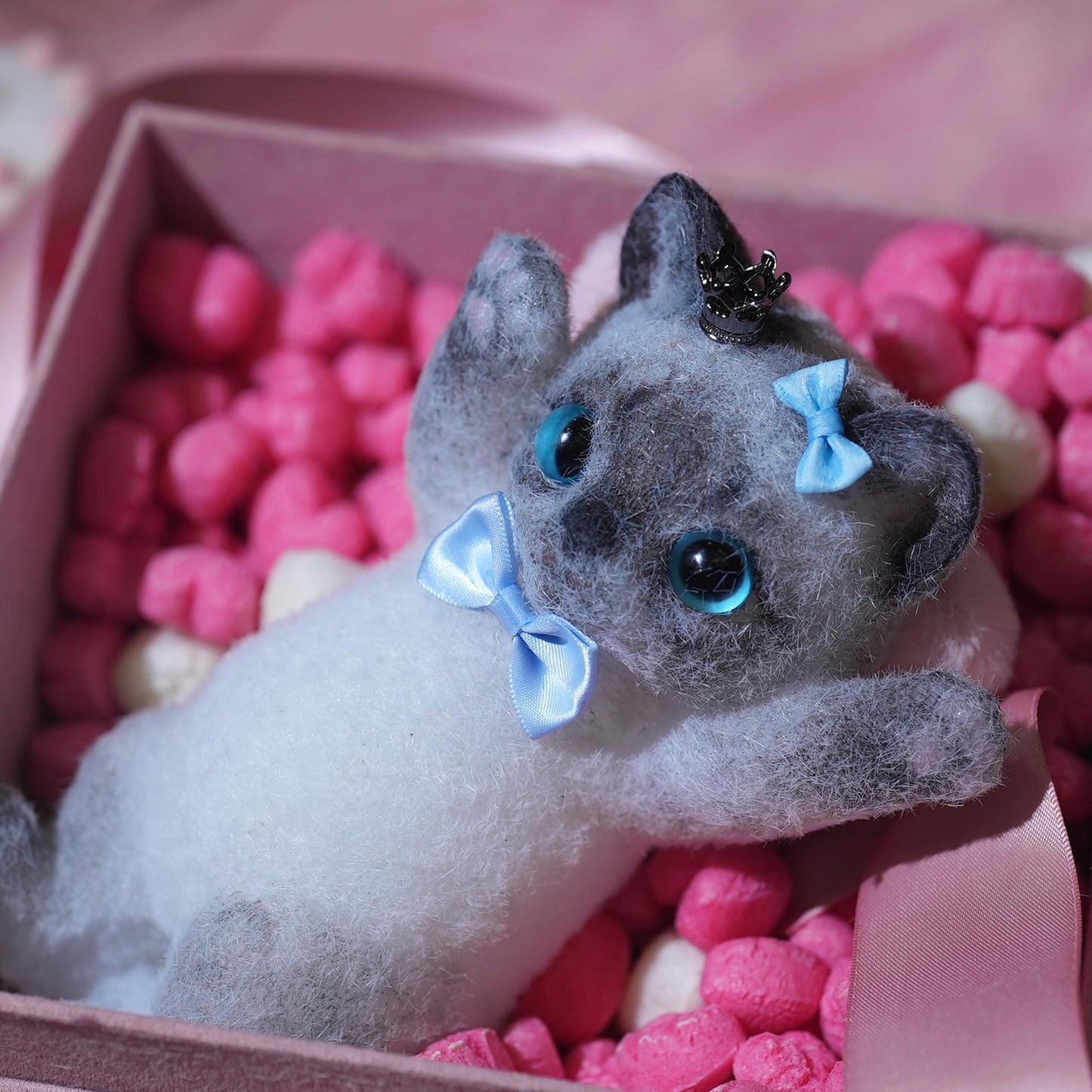 B12: Lovely Black and Gray Siamese with Blue Bow