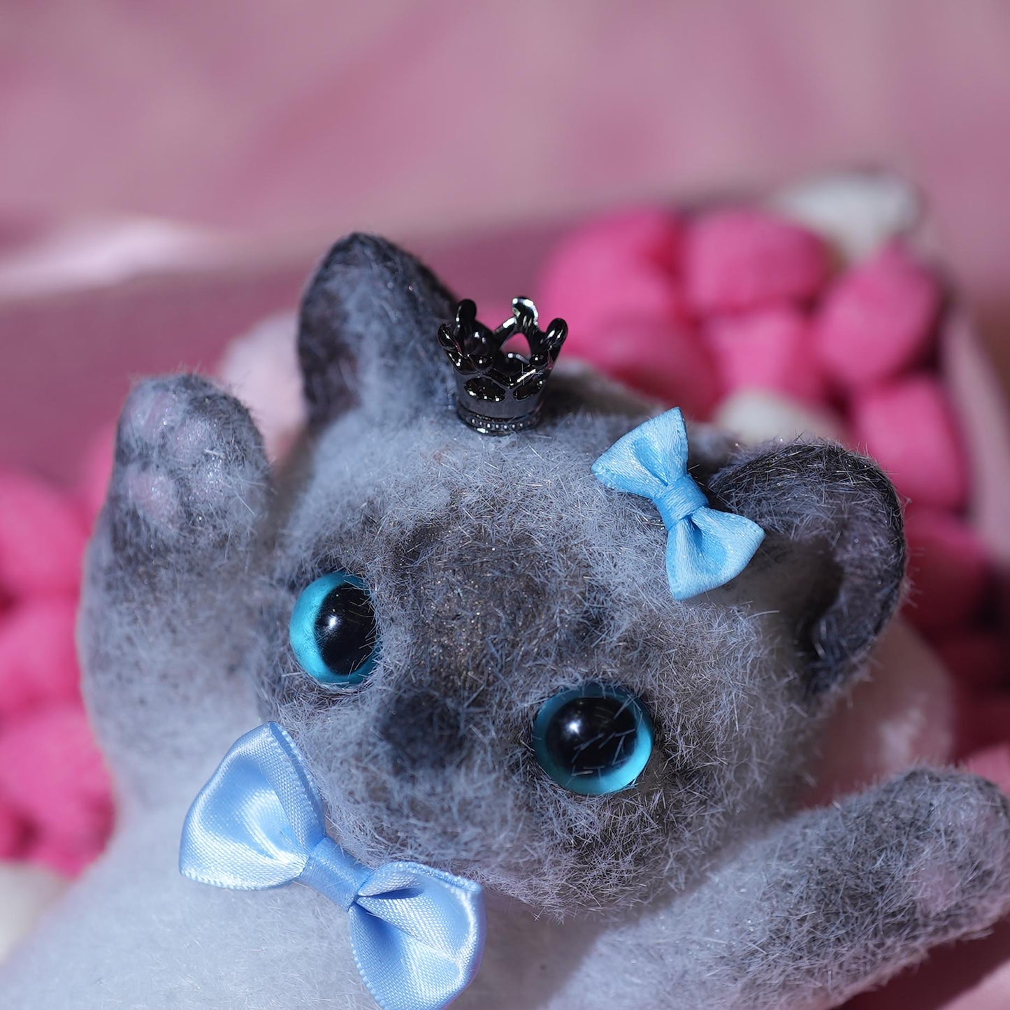 B12: Lovely Black and Gray Siamese with Blue Bow