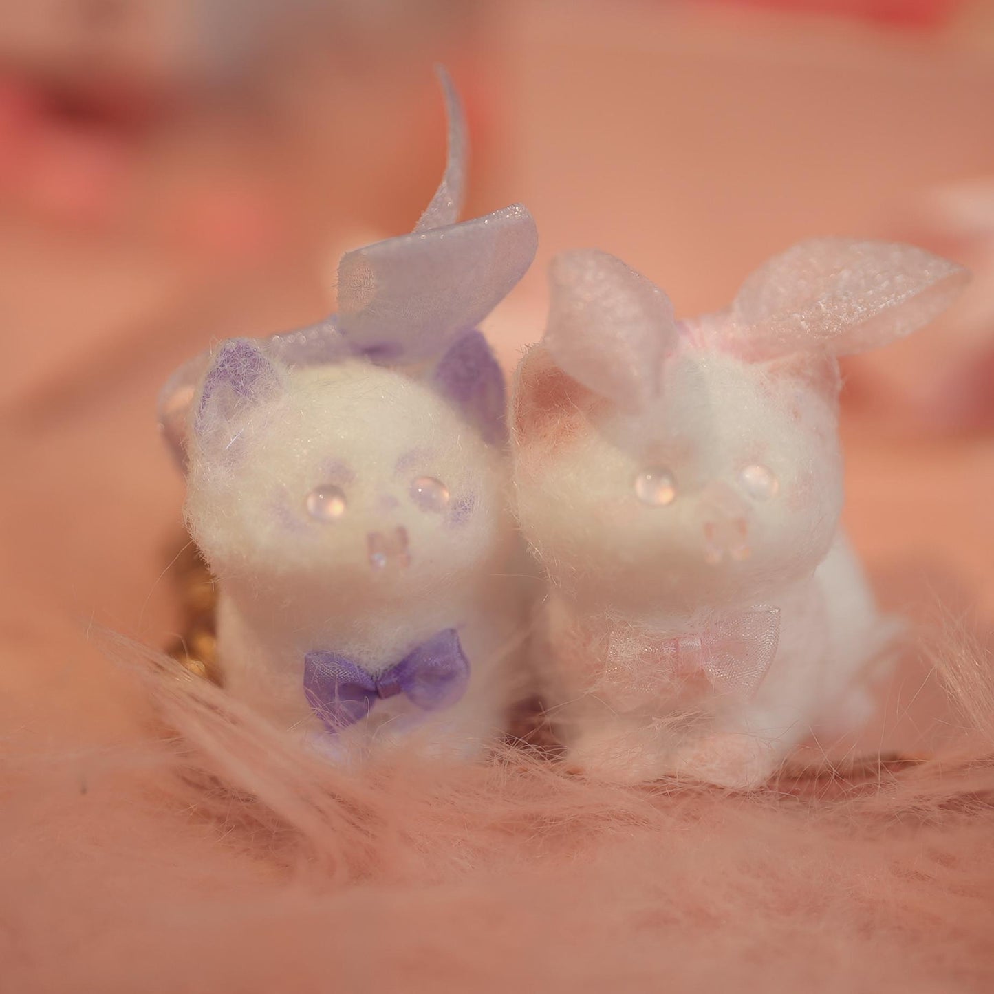 D01: Super Adorable Pink and Purple TWO Units of Tiny Squishy Kitties