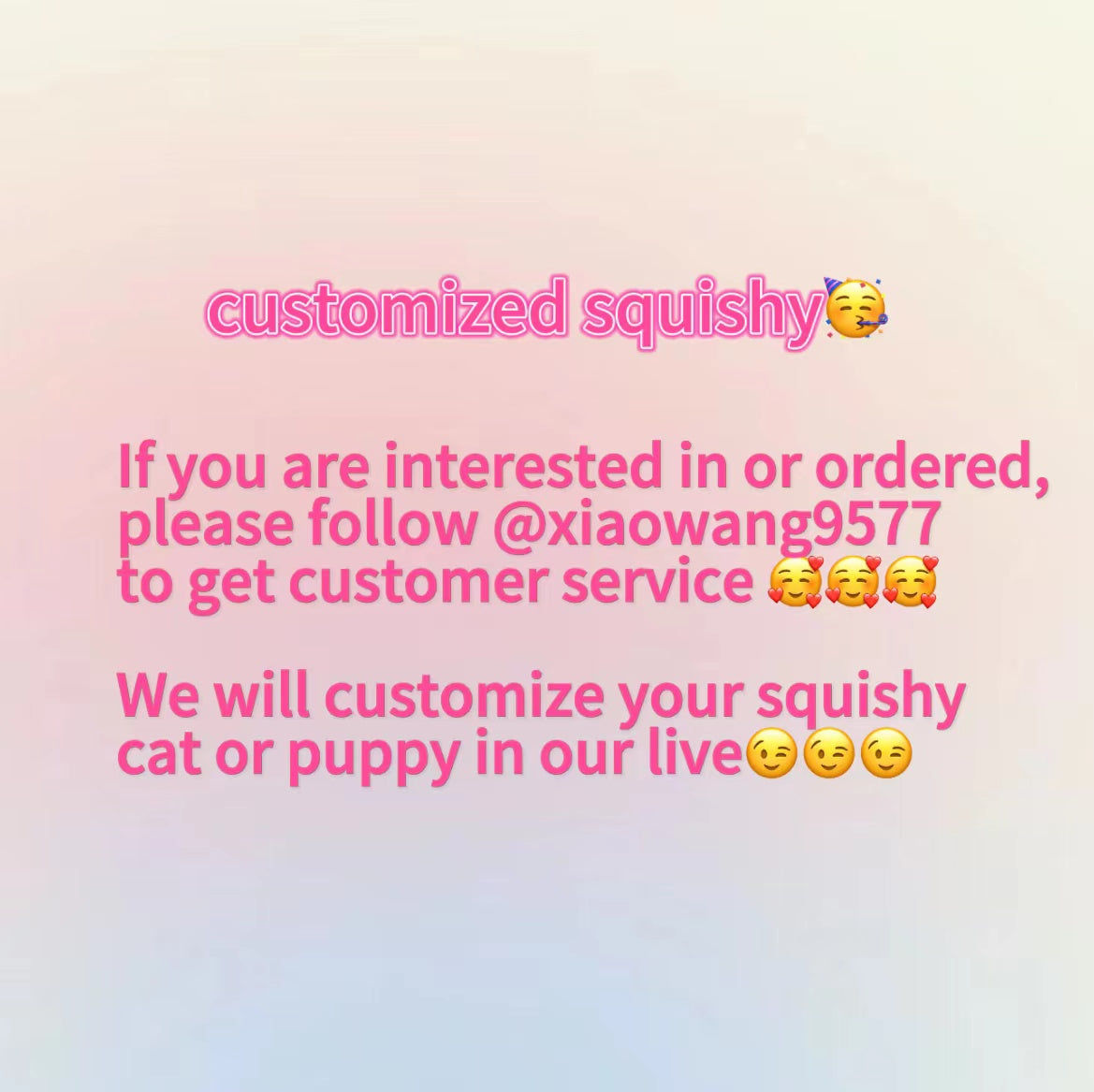 A001: Customized Lovely Slim Cat Silicone Squishy Kitty——'chat' icon on the right bottom to send photos to us